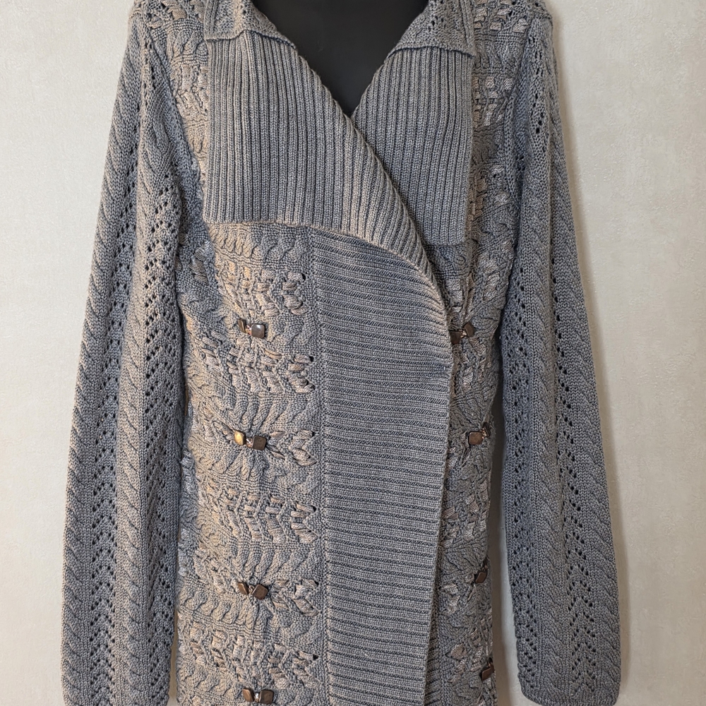 Coldwater Creek Gray Knit Cardigan